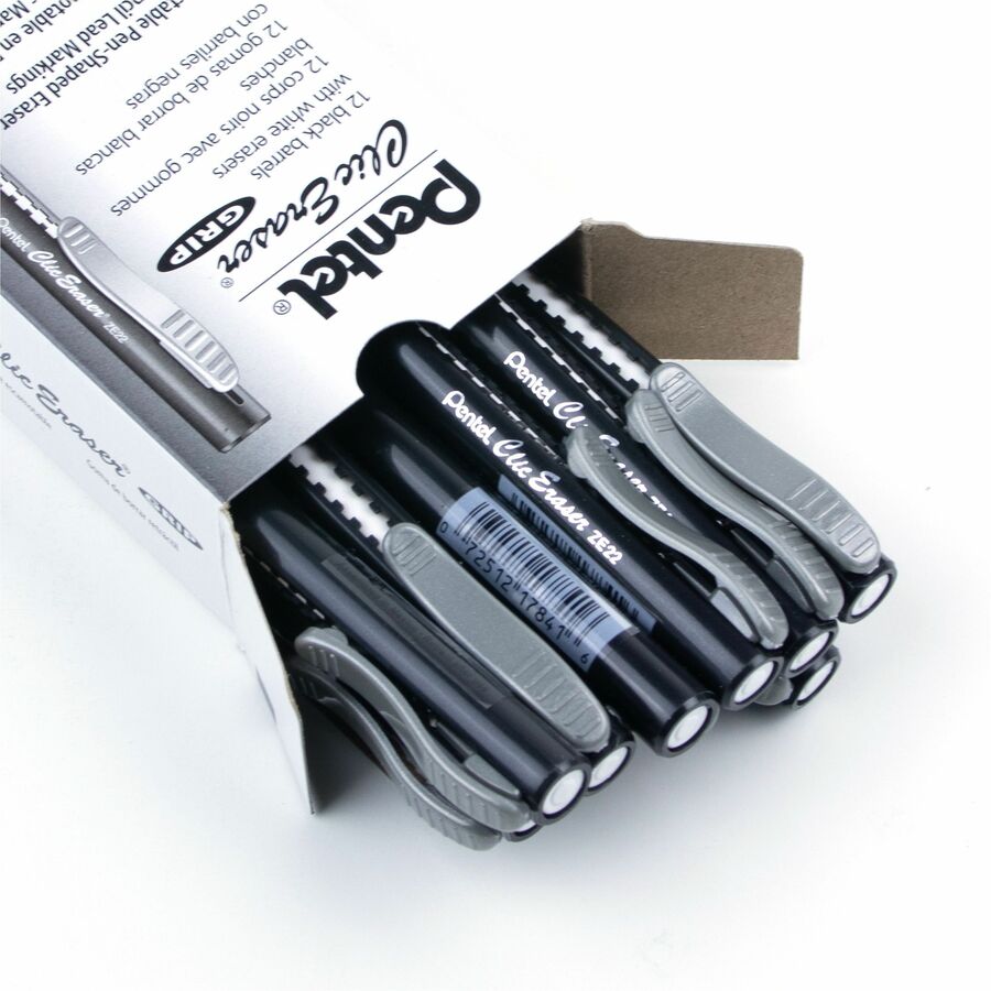 Pentel Clic Eraser Grip Retractable Eraser with Grip, Black Barrel