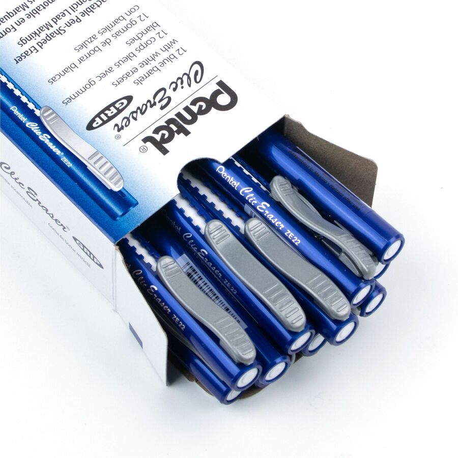 Pentel Clic Eraser Grip Retractable Eraser with Grip, Blue Barrel