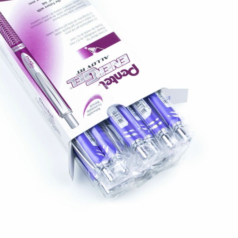 Pentel EnerGel Alloy Retractable Premium Liquid Gel Pen, (0.7mm) Metal Tip, Violet Barrel, Violet Ink