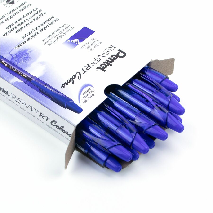 Pentel R.S.V.P. RT Colours Retractable Ballpoint Pen, (1.0mm), Blue Barrel, Blue Ink