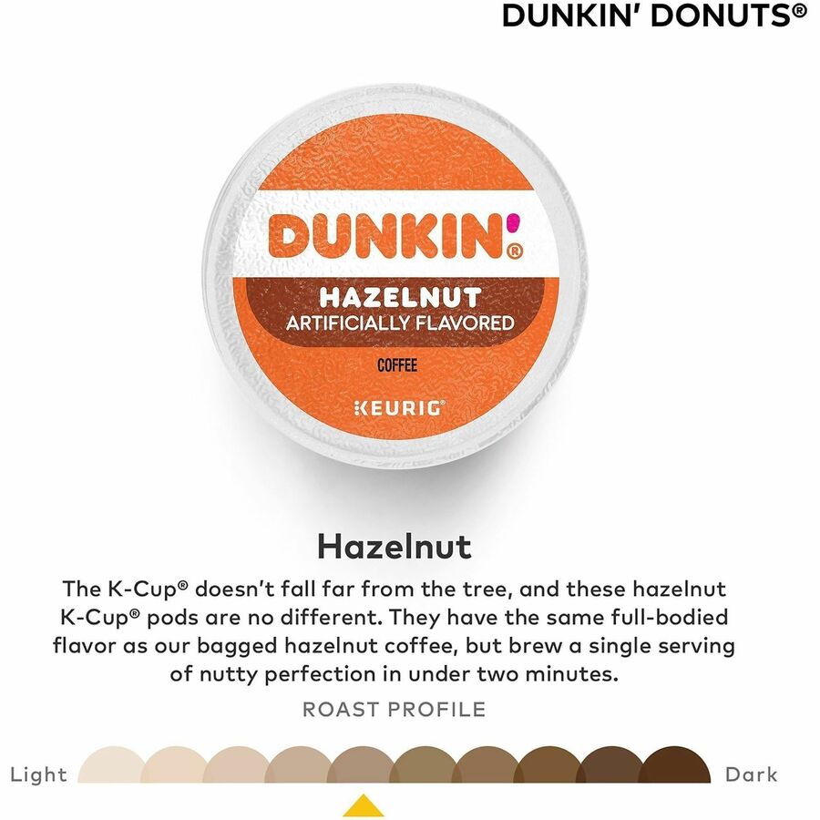 Dunkin' Donuts® K-Cup Hazelnut Coffee - Medium - 22 K-Cup - K-Cup - Hazelnut, Original Blend - 4 / Carton