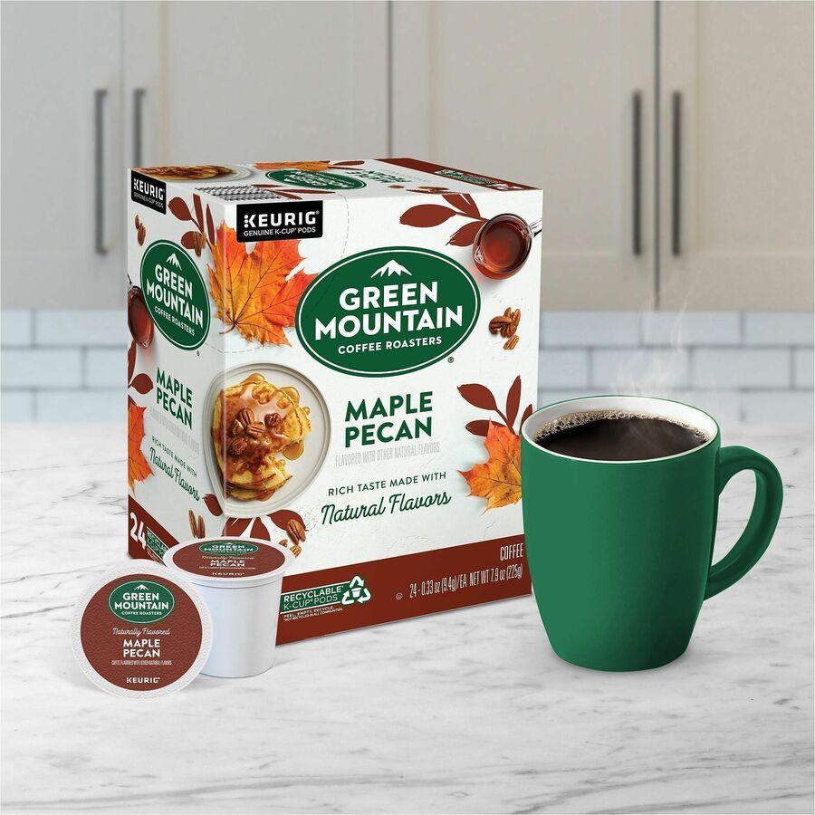 Green Mountain Coffee Roasters® K-Cup, Pod Maple Pecan Coffee - Compatible with Keurig K-Cup Brewer - Light - 24 K-Cup - K-Cup, Pod - Maple Pecan, Maple, Butter Pecan - Kosher - 4 / Carton
