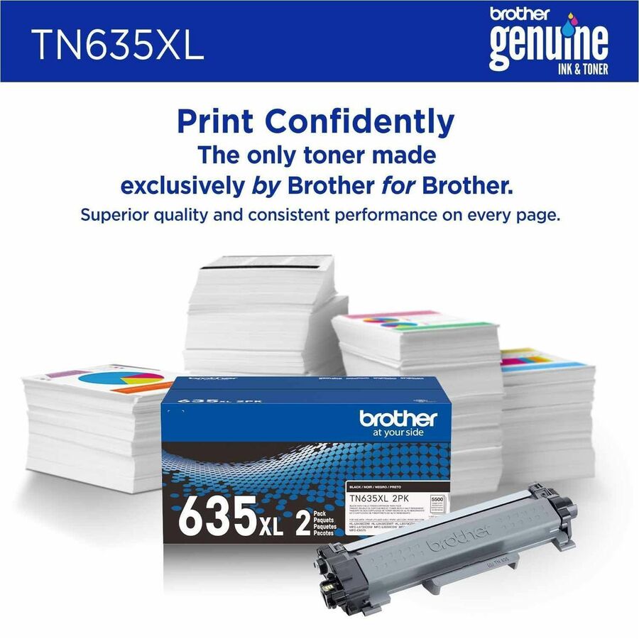Brother TN635XL2PK Original High Yield Laser Toner Cartridge - Twin-pack - Black - 2 Pack - 11,000 pages