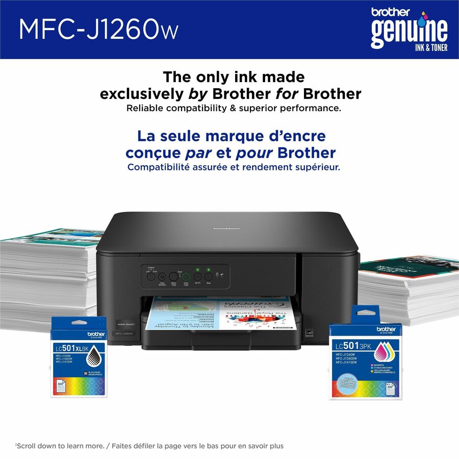 Brother - Imprimante multifonction &#224; jet d'encre Work Smart MFC-J1260W Filaires et Sans fil - Couleur