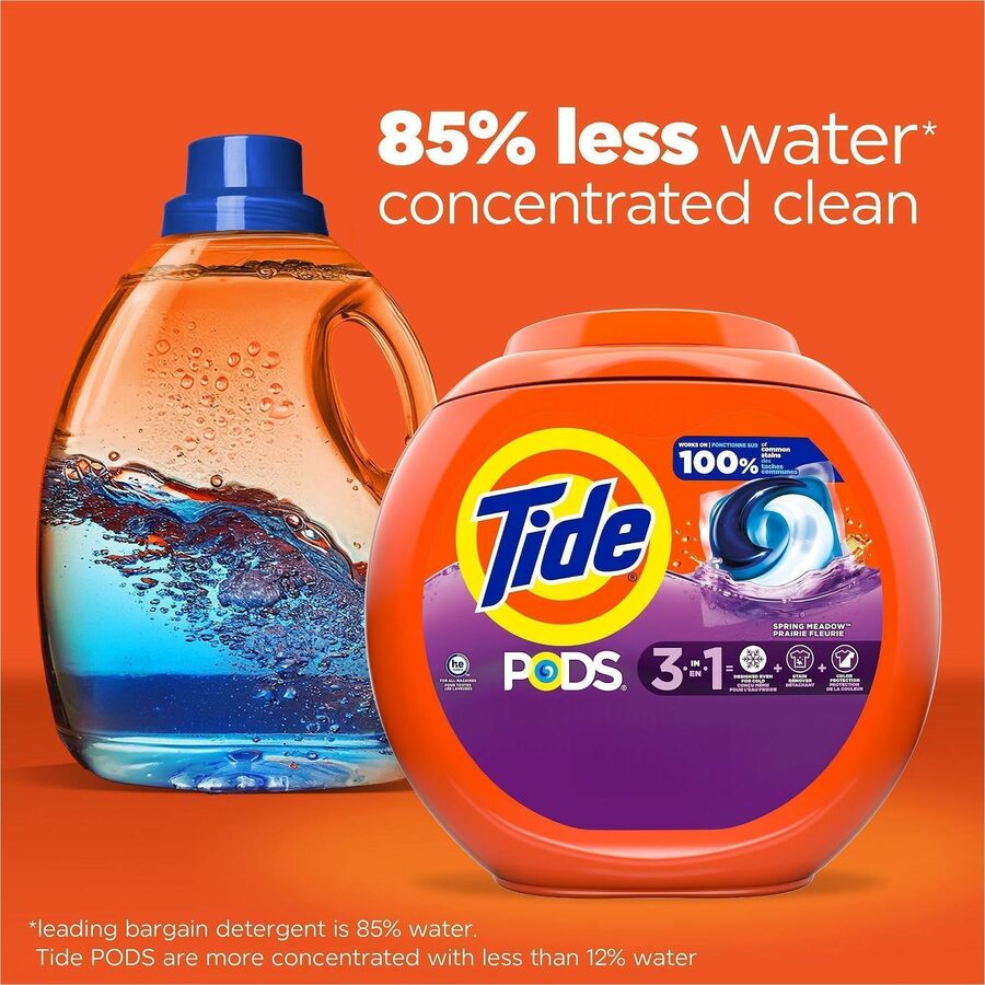 Tide Pods Laundry Detergent - For Laundry, Washing Machine, Clothes - Concentrate - Pod - Spring Meadow Scent - Recommended For: Stain Remover, Odor Remover - Deodorize - Orange - 42 / Pack