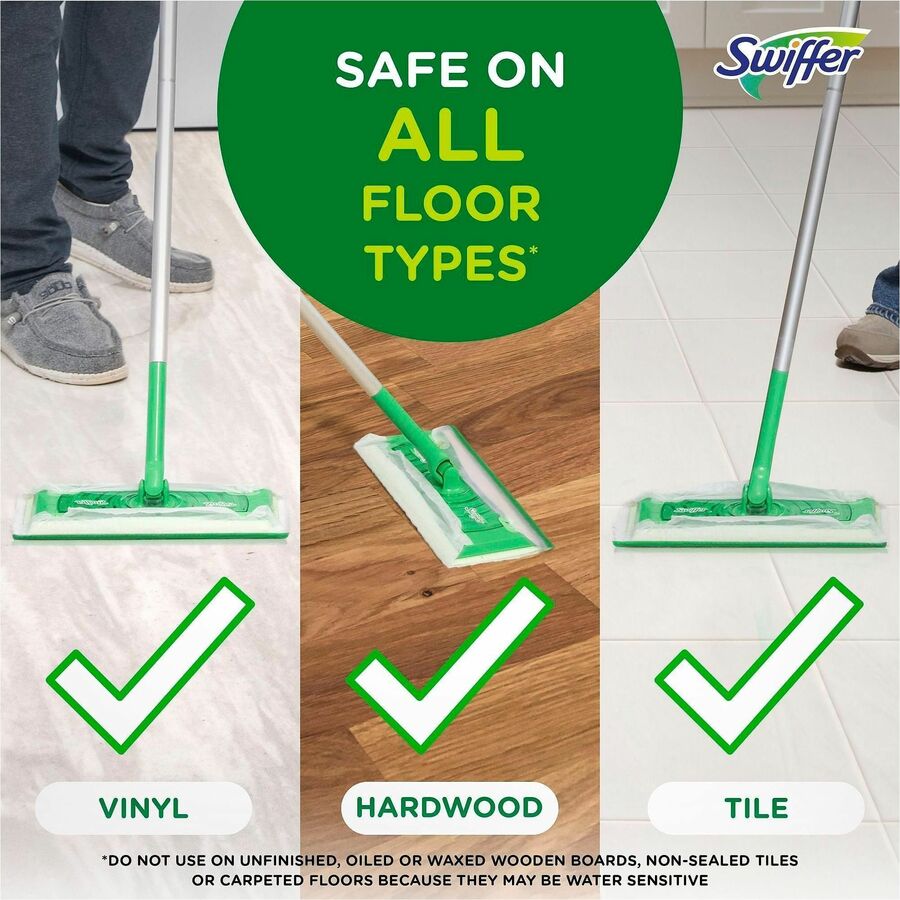 PGC75588CT - Swiffer Wet Cloths for the Swiffer Sweeper remove dust instead of just moving it around for dust-free clean. Wet cloths are safe for wood, ceramic, vinyl tile, electronics and other hard surfaces. Do not use wet cloths on unfinished, oiled, or waxed wooden boards, nonsealed tiles or carpeted floors. Wet cloths leave no residue.   