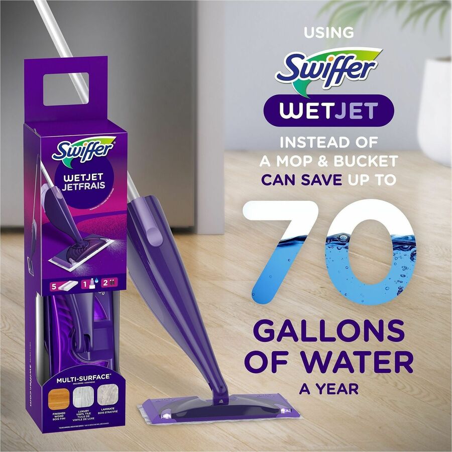 Swiffer WetJet Floor Cleaner - For Multi Surface - 40.6 fl oz (1.3 quart) - Fresh Citrus Scent - Recommended For: Bacteria Remover, Dirt Remover, Grime Remover - Antibacterial, Quick Drying - Purple - 1 Bottle