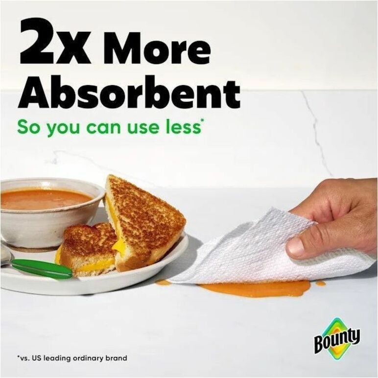Bounty Select-A-Size Paper Towels - 2 Ply - 123 Sheets/Roll - Diamond Texture - White - Paper - 6 / Carton