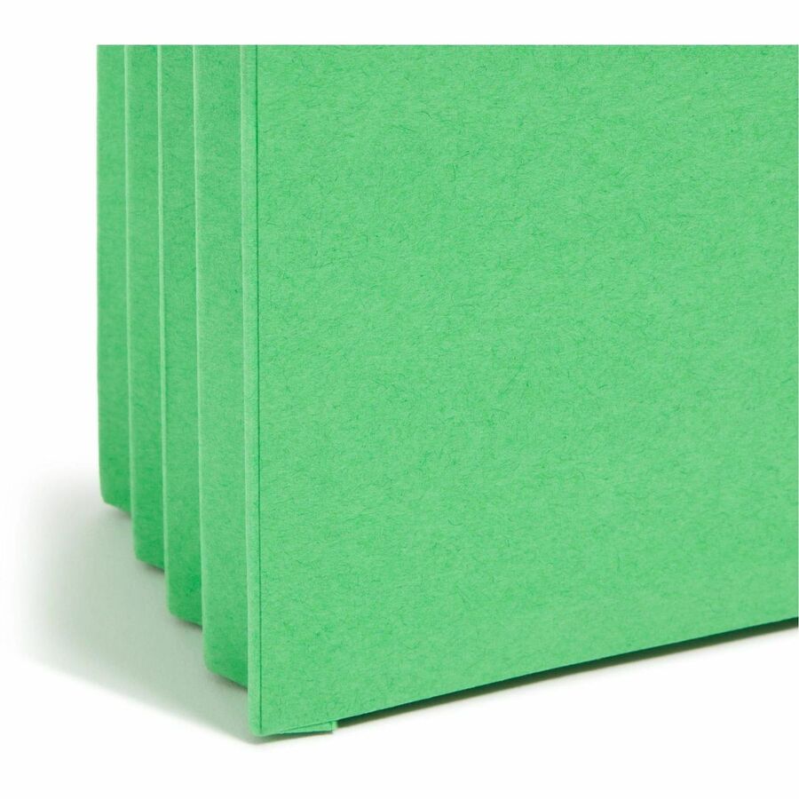 Smead Straight Tab Cut Legal Recycled File Pocket - 8 1/2" x 14" - 3 1/2" Expansion - 11 pt. - Manila, Stock - Green - Tear Resistant Gusset, Reinforced, Labeling Area - 10% Recycled - 1 Each