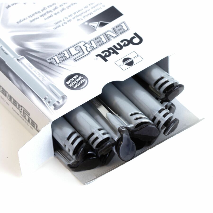 Pentel Liquid Gel Pen, (0.7mm) Metal Tip, Capped, Black Ink