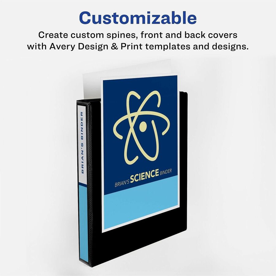Avery® One Touch Heavy-Duty View Binder - 1" Binder Capacity - Letter - 8 1/2" x 11" Sheet Size - 275 Sheet Capacity - 1 2/5" Spine Width - 1" Ring - Fastener: D-Ring - Pocket: 4, Internal - Linen pattern - Navy Blue - Recycled - One Touch Ring, Heavy