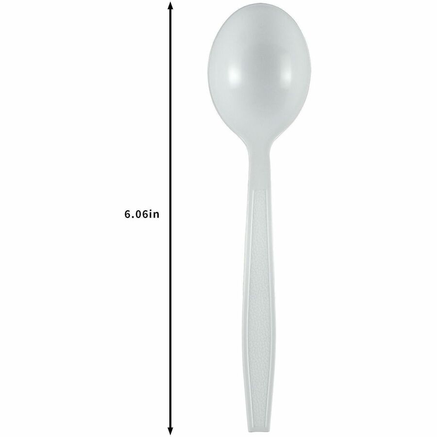 Genuine Joe Heavy-Weight Polypropylene Cutlery - Soup Spoon - Soup Spoon - Food, Cafeteria, Breakroom - Disposable - Polypropylene - White - 1 Carton