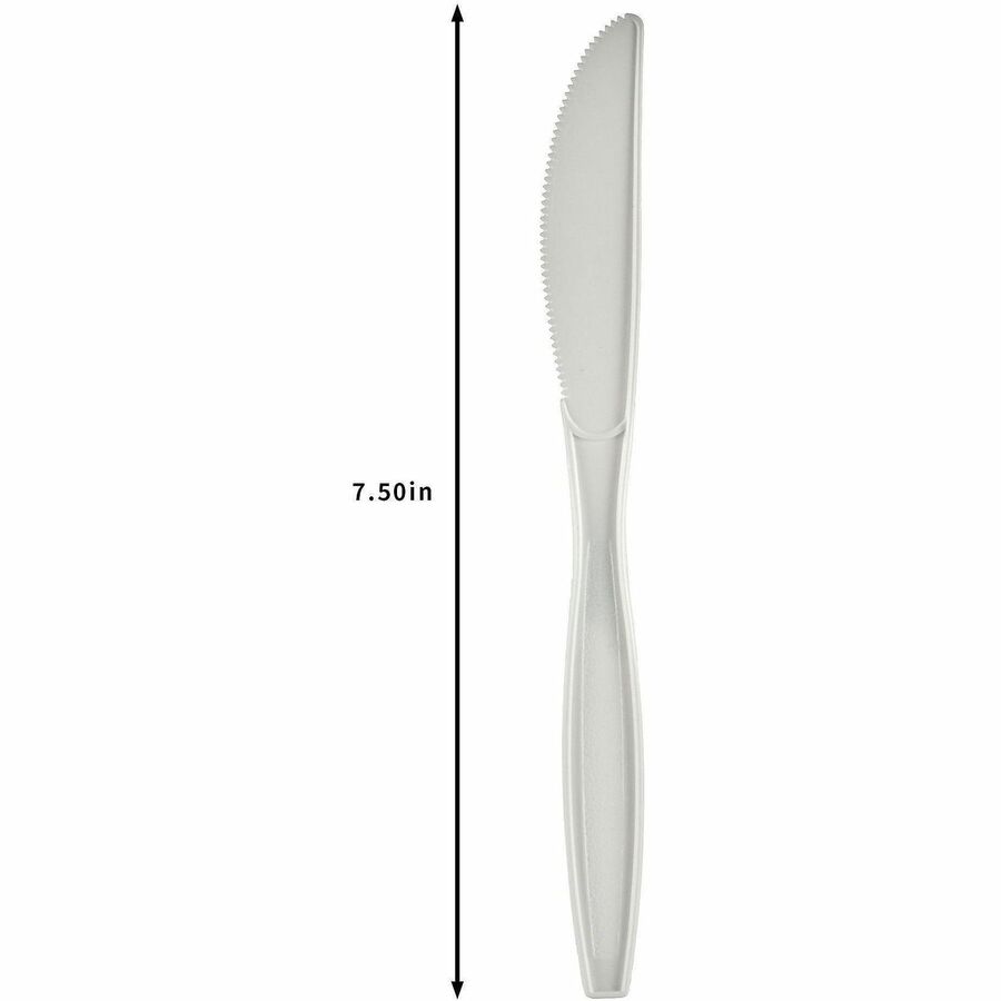 Genuine Joe Heavy-Weight Polypropylene Cutlery - Knife - Knife - Food, Cafeteria - Disposable - Polypropylene - White - 1 Carton
