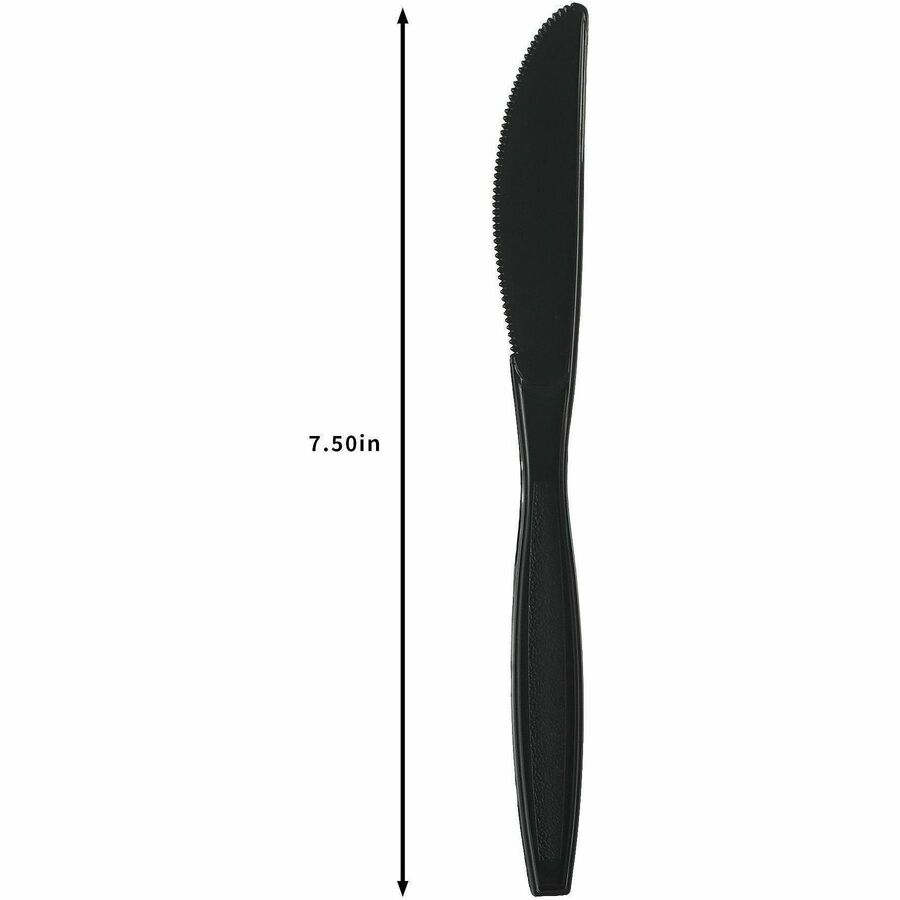Genuine Joe Heavy-Weight Polypropylene Cutlery - Knife - Knife - Food, Cafeteria - Disposable - Polypropylene - Black - 1 Carton