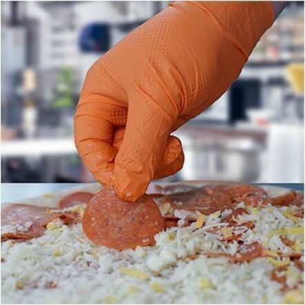 Picture of Ammex Xtreme Industrial Orange Powder-Free Nitrile Gloves