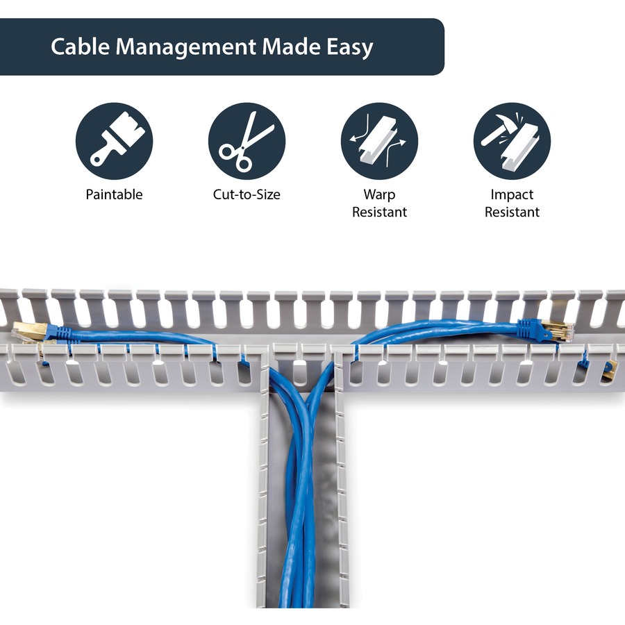 6.5ft Cable Management Raceway w/ Slots - Cable Routing Solutions