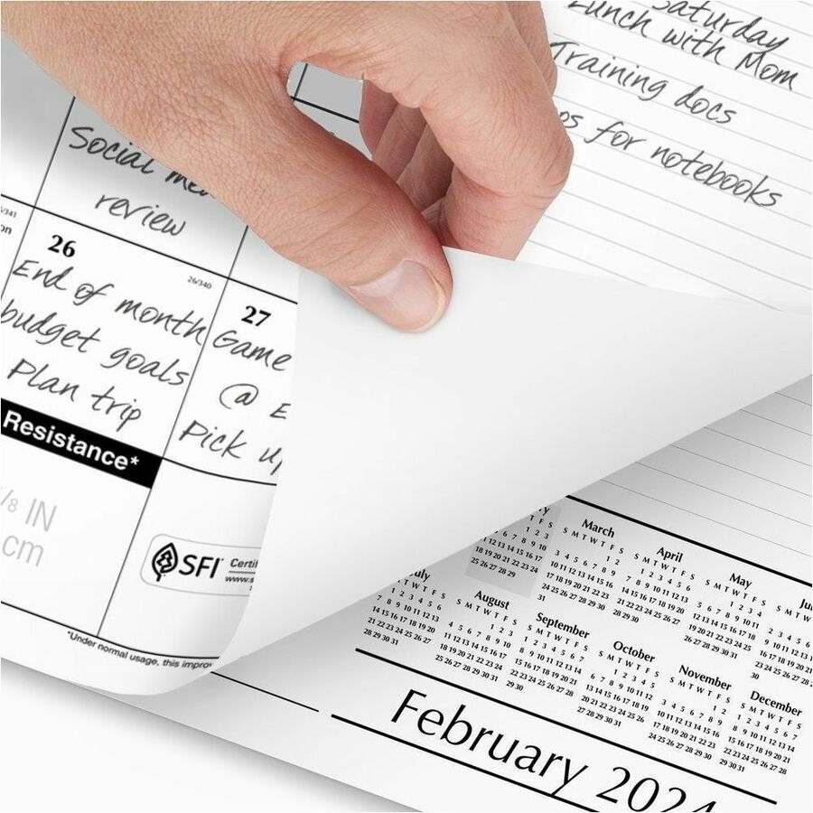 At-A-Glance Desk Pad Calendar - Julian Dates - Monthly - 12 Month - January 2024 - December 2024 - 1 Month Single Page Layout - 17 3/4" x 11" White Sheet - 1.50" x 1.50" Block - Headband - Desktop, Desk Pad - Black - Poly, Paper - Compact, Unruled Daily B