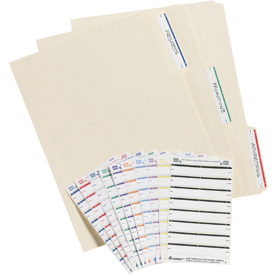 Avery® Permanent File Folder Labels - 11/16" Width x 3 7/16" Length - Permanent Adhesive - Rectangle - Laser, Inkjet - Dark Blue - 7 / Sheet - 252 / Pack - Self-adhesive