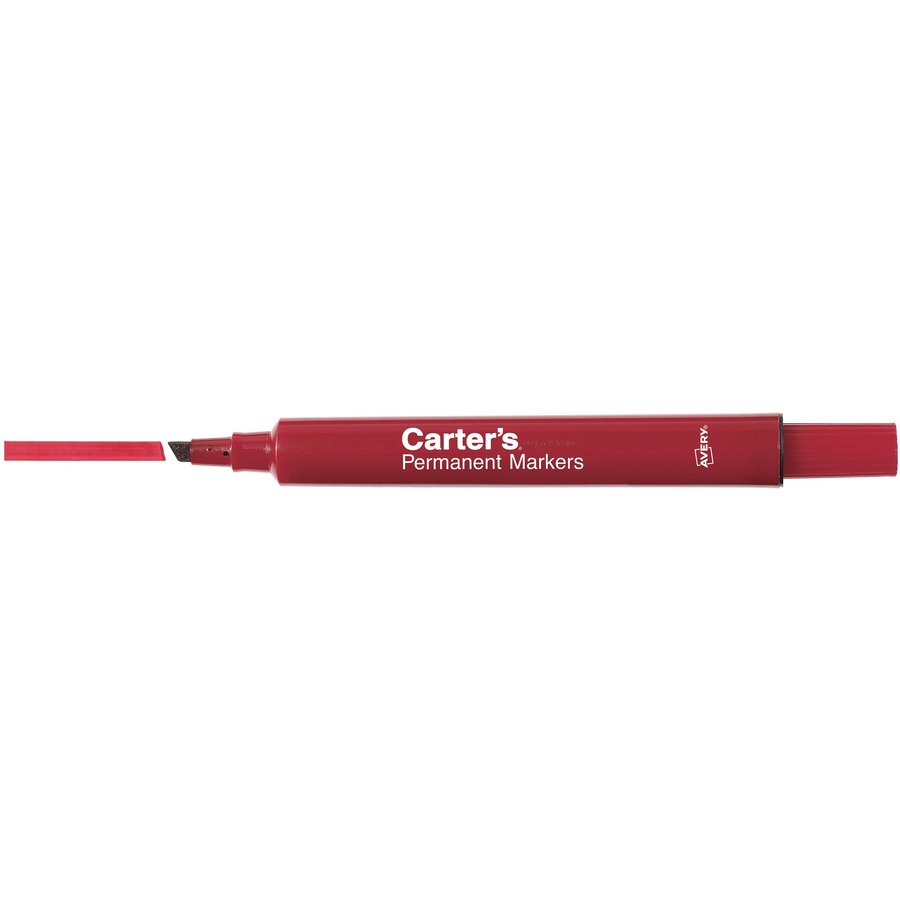 Avery® Permanent Markers - Large Desk-Style Size - Chisel Marker Point Style - Red - 1 Each