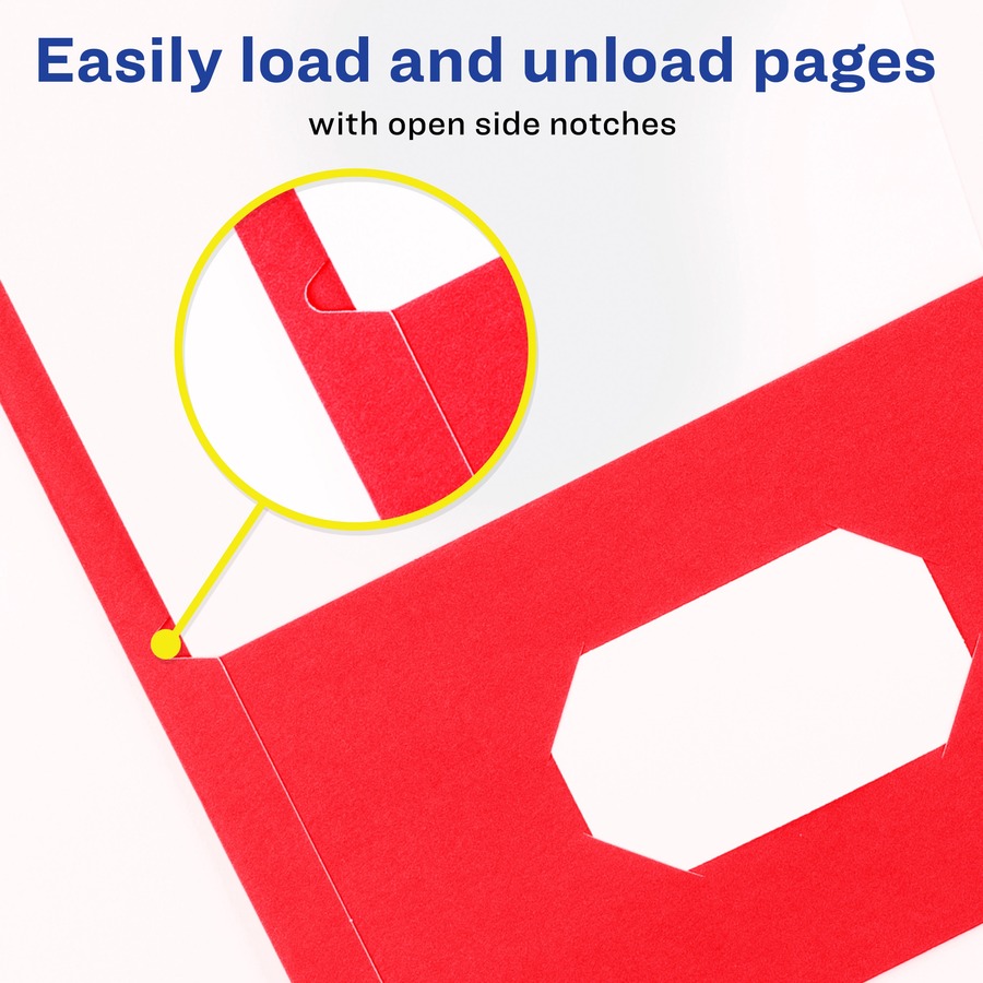 Avery® Letter Pocket Folder - 8 1/2" x 11" - 40 Sheet Capacity - 2 Internal Pocket(s) - Embossed Paper - Red - 25 / Box