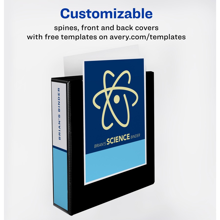 Avery® Heavy-duty View 3-Ring Binder - One Touch Slant Rings - 2" Binder Capacity - Letter - 8 1/2" x 11" Sheet Size - 540 Sheet Capacity - Ring Fastener(s) - 4 Internal Pocket(s) - Polypropylene - Black - Recycled - Pocket, Heavy Duty, One Touch Ring - Presentation / View Binders - AVE79692