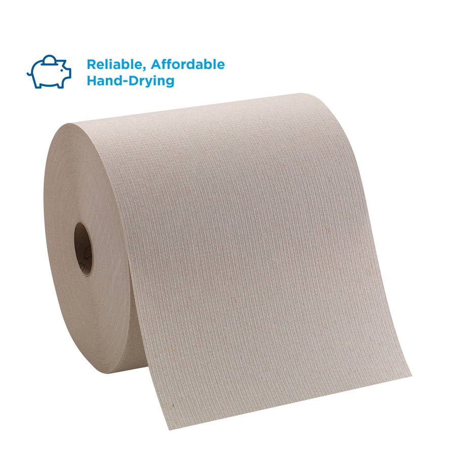 Pacific Blue Basic Recycled Hardwound Paper Roll Towel - 1 Ply - 7.87" x 800 ft - Brown - 6 / Carton