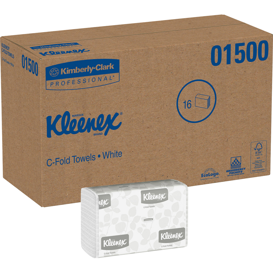 Kleenex C Fold Paper Towels 16 packs of 150 Absorbent 01500 White 