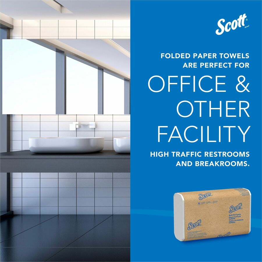 Scott Multifold Paper Towels with Absorbency Pockets - 9.20" x 9.40" - White - 250 Per Pack - 16 / Carton