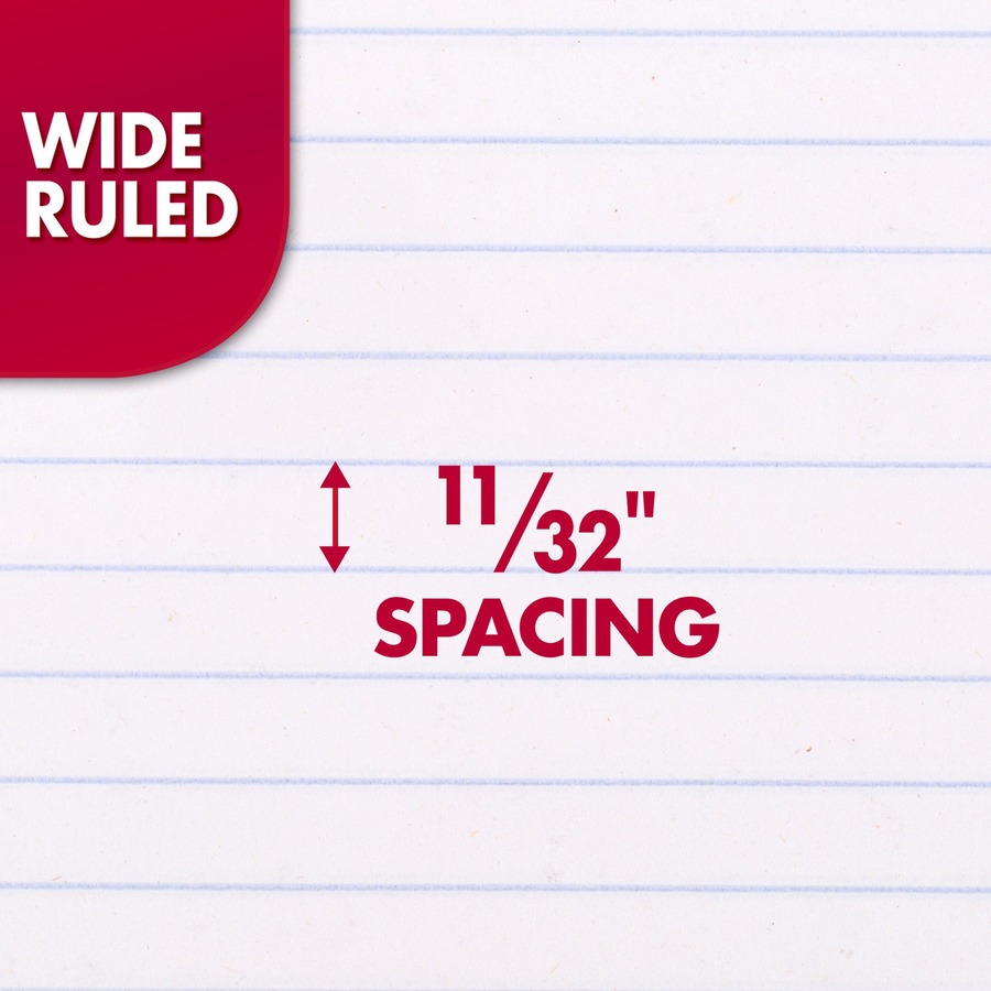 Mead Wide Ruled 1-Subject Notebook - 70 Sheets - Spiral - Wide Ruled - 8" x 10 1/2" - White Paper - Assorted Cover - Hole-punched, Micro Perforated - 1 Each