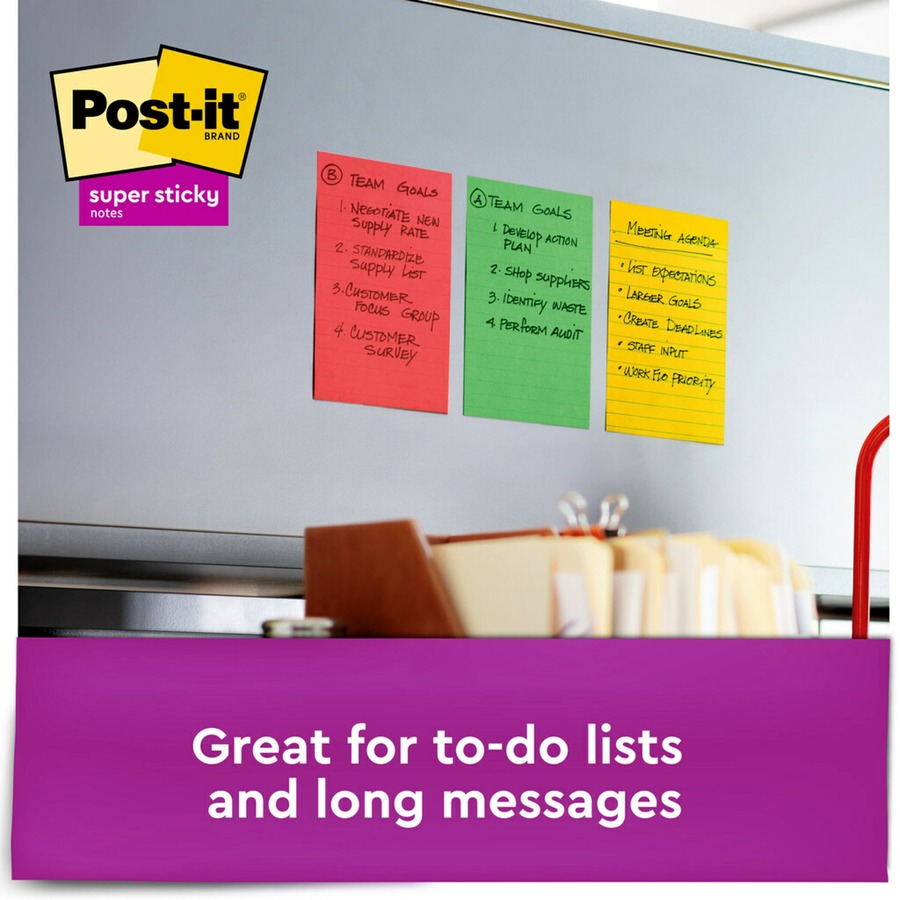 Post It® Super Sticky Lined Notes Playful Primaries Color Collection Sticky Notes 3m 4493