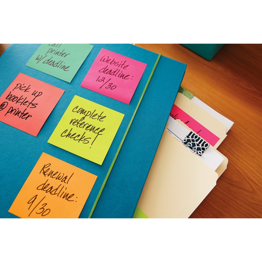 Post-it® Notes Original Notepads - Cape Town Color Collection - 500 - 3" x 3" - Square - 100 Sheets per Pad - Unruled - Assorted - Paper - Self-adhesive, Repositionable - 5 / Pack - Adhesive Note Pads - MMM6545PK