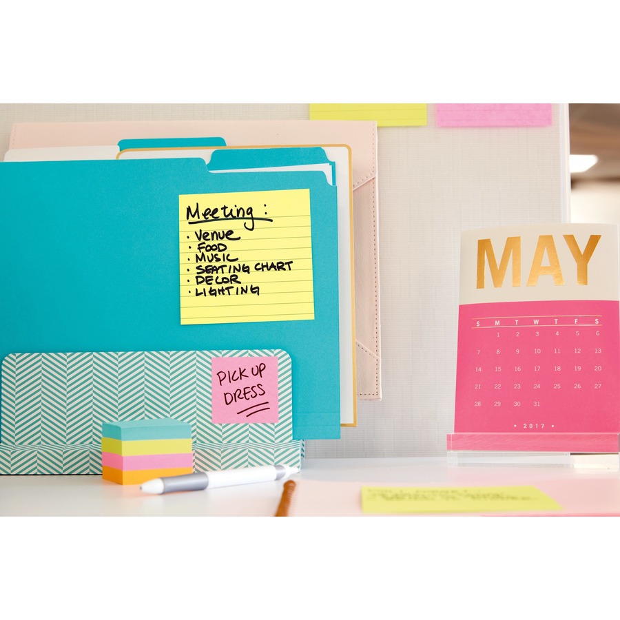 Post-it® Notes Original Lined Notes - 300 - 4" x 4" - Square - 300 Sheets per Pad - Ruled - Canary Yellow - Paper - Recyclable - Adhesive Note Pads - MMM675YL