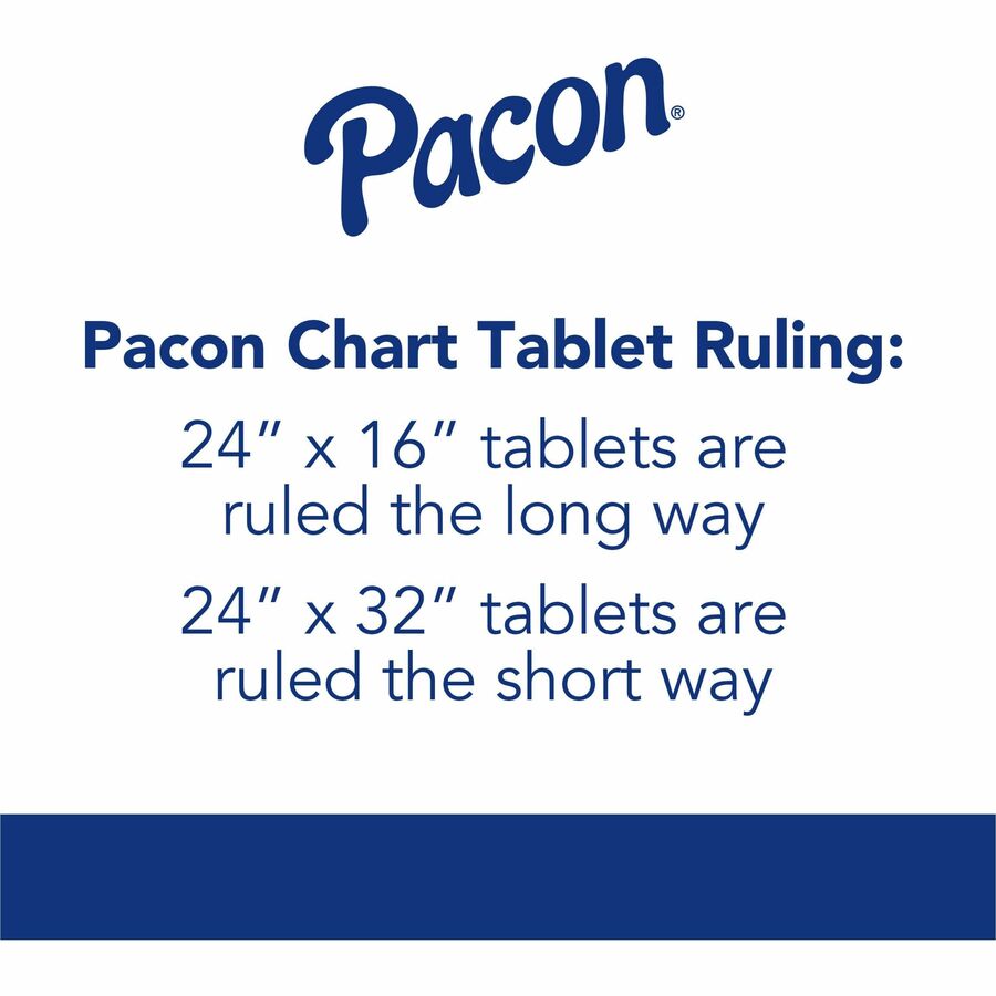Pacon Chart Table - 70 Sheets - Glue - Ruled - 1" Ruled - Unruled Margin - 24" x 32" - White Paper - Bond Paper - 1 Each