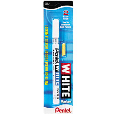 Pentel Felt Tip White Markers - Bullet Marker Point Style - White - 1 Each