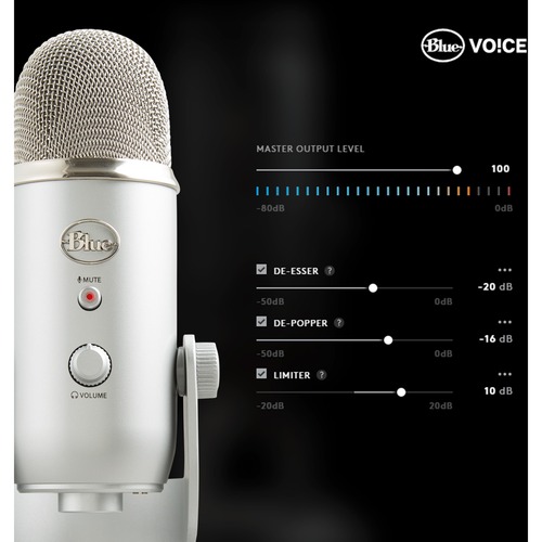 Logitech Blue Yeti Microphone, Stereo, 20 Hz to 20 kHz, Wired