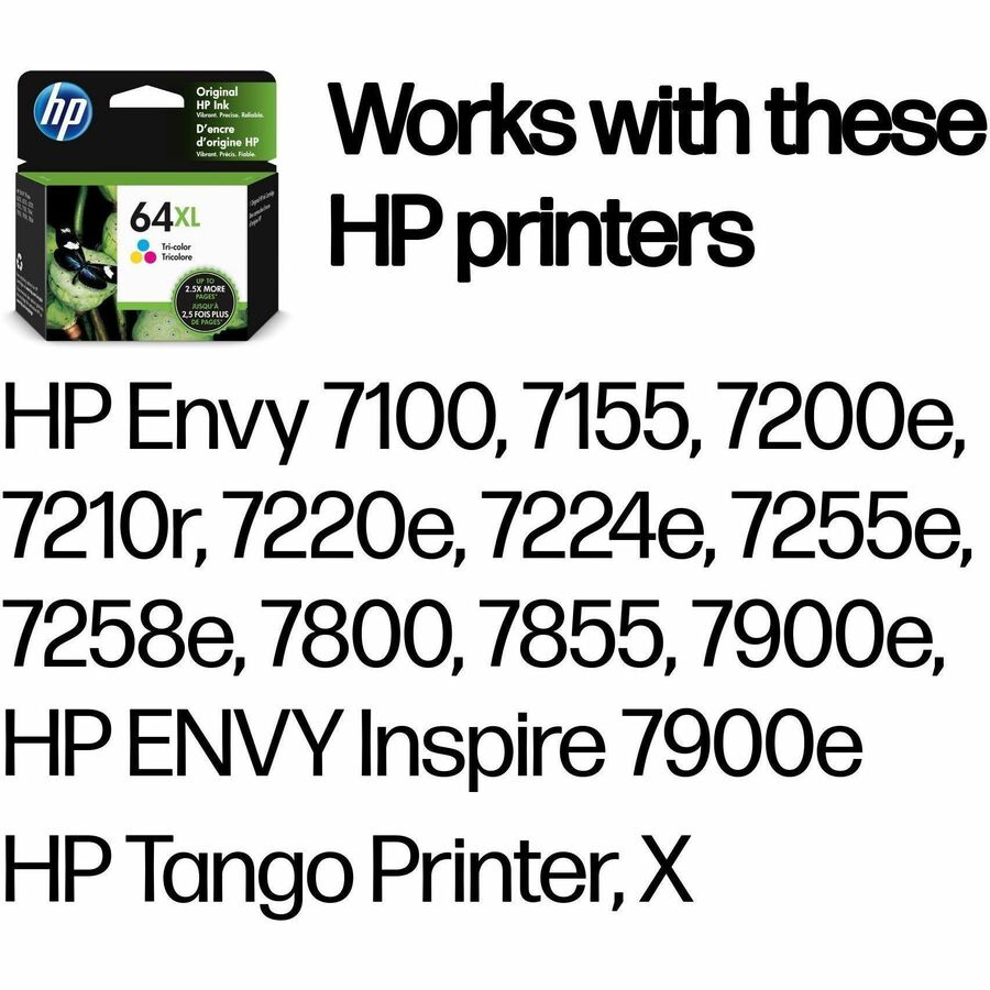 HP 64XL Original High Yield Inkjet Ink Cartridge - Tri-color - 1 Each