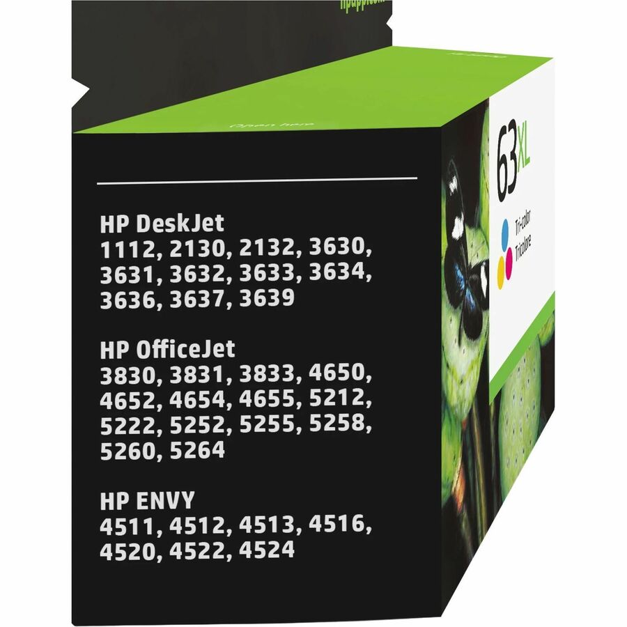 HP - Cartouche jet d'encre 63XL D'origine Élev&eacute; Rendement Jet d'encre - Paquet unique - Tricolore - 1 chaque