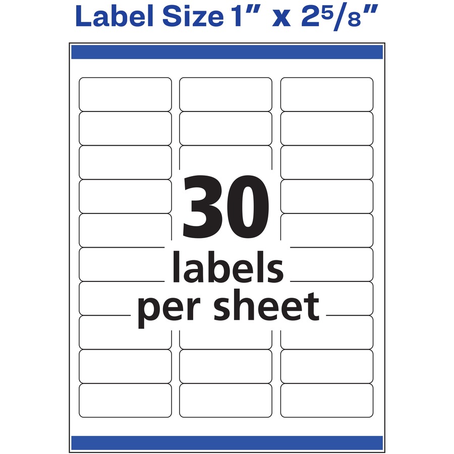 Avery® Easy Peel® Address Labels with Sure Feed™ Technology - 1" Width x 2 5/8" Length - Permanent Adhesive - Rectangle - Inkjet - White - Paper - 30 / Sheet - 25 Total Sheets - 750 Total Label(s) - 750 / Pack