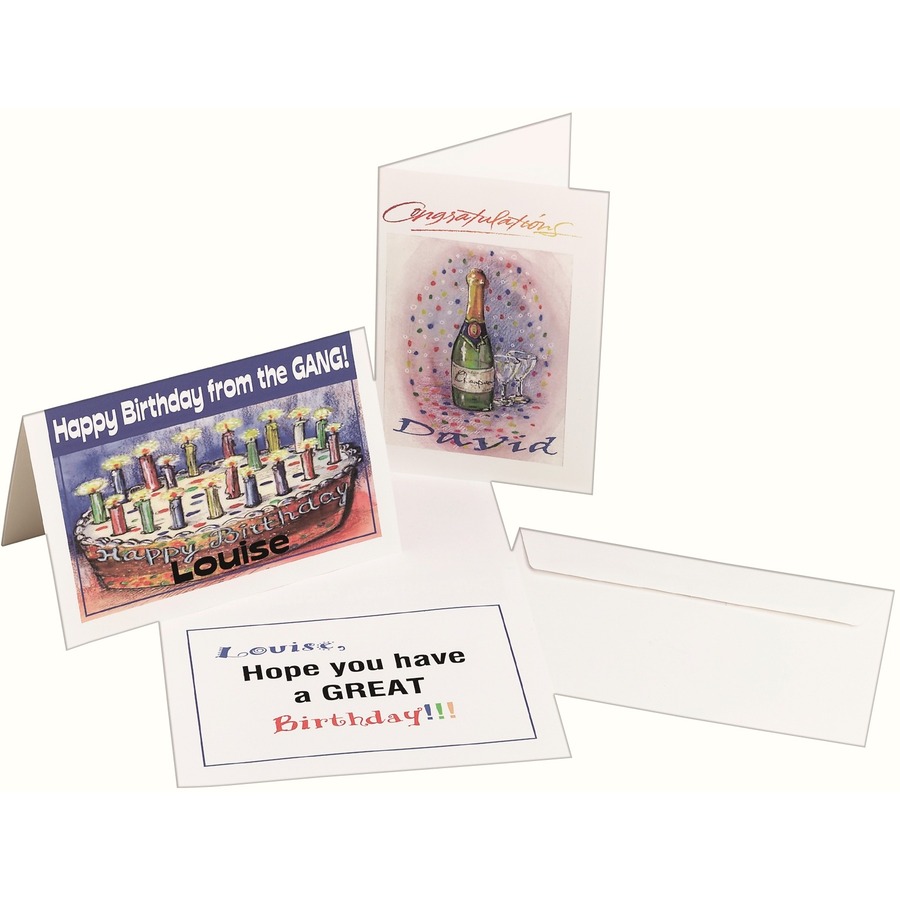 Avery® Half-fold Greeting Cards - 97 Brightness - 8 1/2" x 5 1/2" - Matte - 30 / Box - Perforated, Heavyweight, Rounded Corner - White