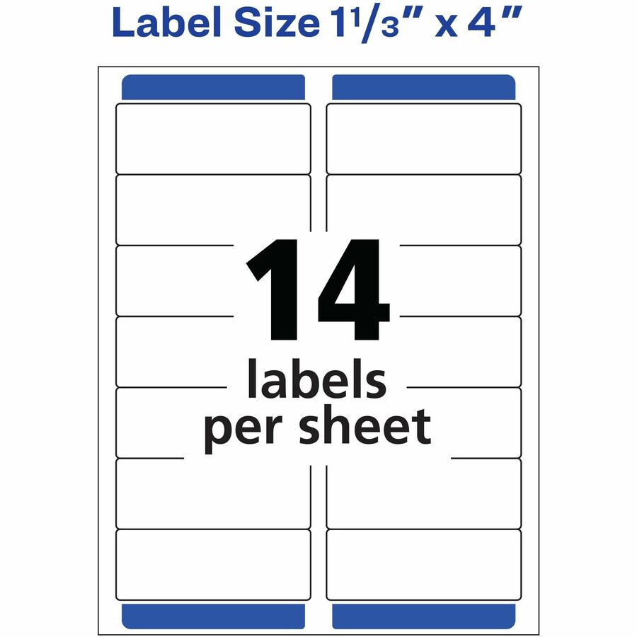 Avery® Mailing Label - 1 1/3" Width x 4" Length - Permanent Adhesive - Rectangle - Laser - White - Paper - 1400 / Box - Mailing & Address Labels - AVE5162