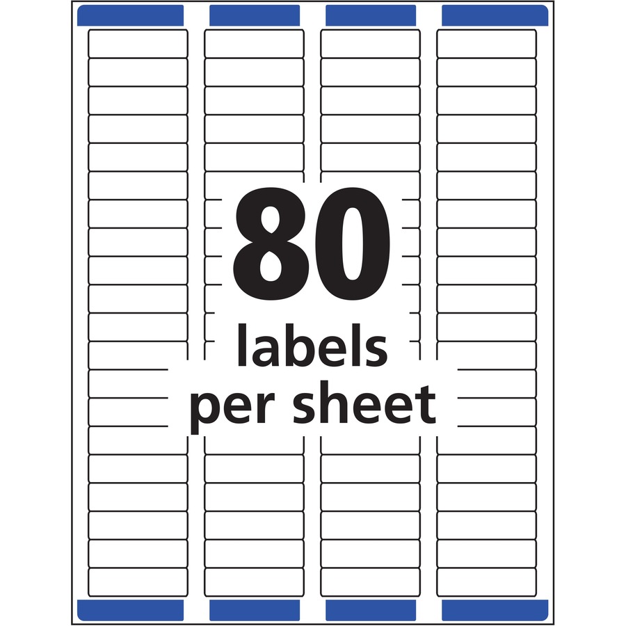 Avery® Easy Peel(R) Return Address Labels, Sure Feed(TM) Technology, Permanent Adhesive, 1/2" x 1-3/4" , 2,000 Labels (5267) - 1/2" Height x 1 3/4" Width - Permanent Adhesive - Rectangle - Laser - Bright White - Paper - 80 / Sheet - 25 Total Sheets -  - Mailing & Address Labels - AVE5267
