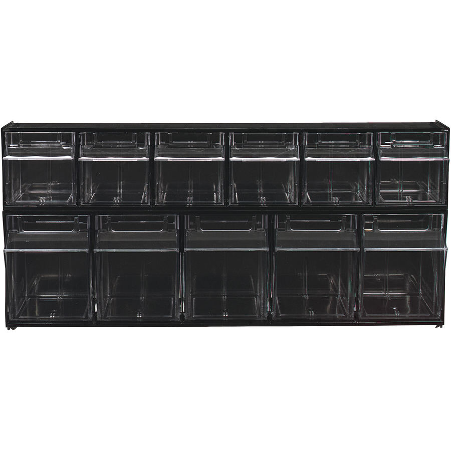 Deflecto Tilt Bin Interlocking Multi-Bin Storage Organizer - 5 Compartment(s) - 6.5" Height x 23.6" Width x 5.3" Depth - Interlockable - Black - Plastic - 1 Each = DEF20504OP