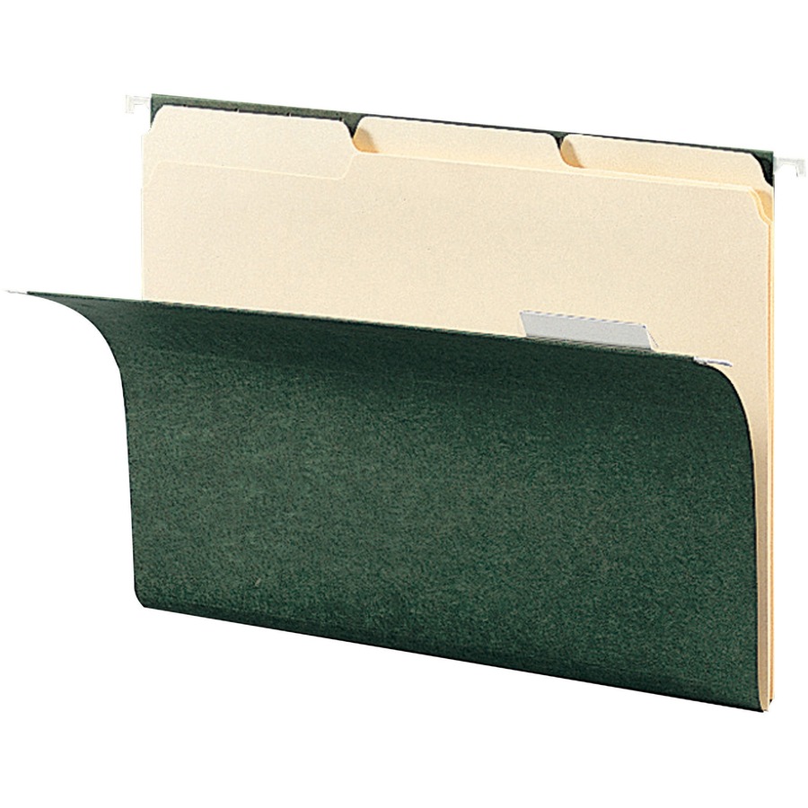 Smead 1/3 Tab Cut Letter Recycled Interior File Folder - 8 1/2" x 11" - 3/4" Expansion - Top Tab Location - Assorted Position Tab Position - Manila - 10% Recycled - 100 / Box