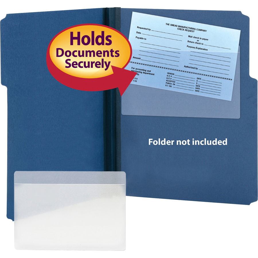 Smead Self-Adhesive Pockets - 9" x 5 9/16" Sheet - Clear - Poly - 100 / Box = SMD68185