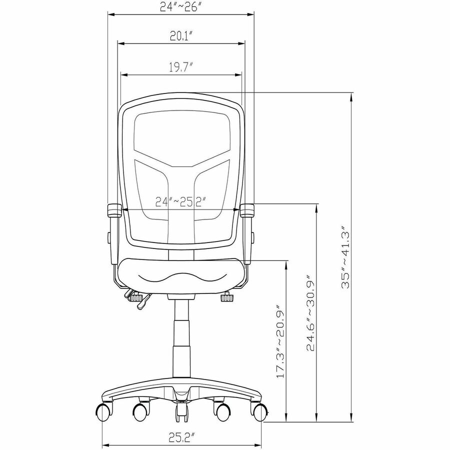 Lorell - Chaise de bureau manageriale à dossier moyen en maille de la s&eacute;rie ErgoMesh