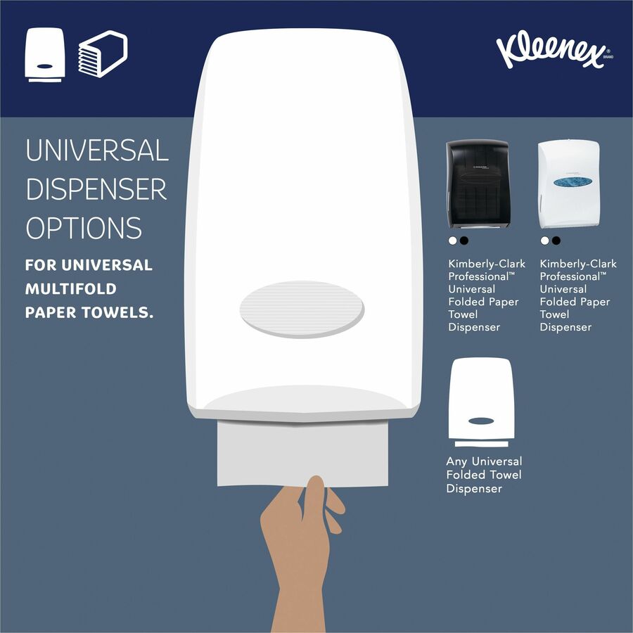 Kleenex Multi-Fold Towels - 1 Ply - 9.5" x 9.4" - White - Soft, Absorbent - 150 Per Pack - 1200 / Carton - Paper Towels - KCC02046