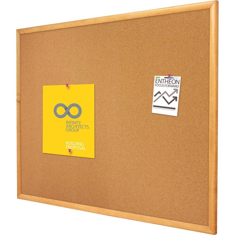 Quartet Classic Series Cork Bulletin Board - 36" Height x 48" Width - Brown Natural Cork Surface - Self-healing, Flexible, Durable - Oak Frame - 1 Each