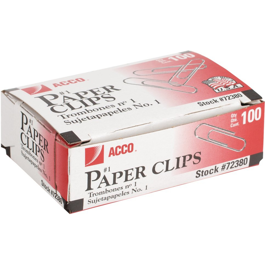 ACCO Premium Paper Clips - No. 1 - 10 Sheet Capacity - Strain Resistant, Galvanized, Corrosion Resistant - 10 / Pack - Silver - Metal, Zinc Plated
