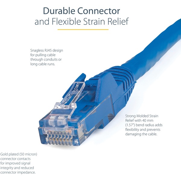 StarTech Snagless Cat6 UTP Patch Cable (Blue) - 15 ft. (N6PATCH15BL)