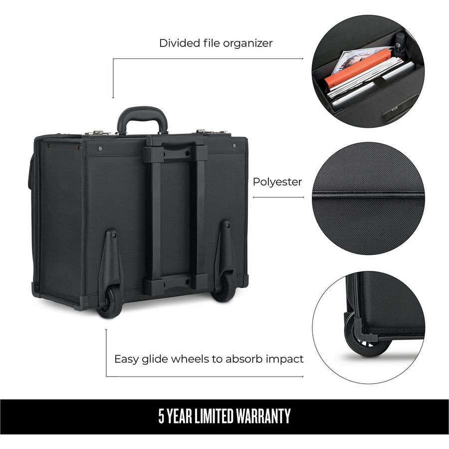 Solo Carrying Case (Roller) for 16" Notebook - Black - Polyvinyl, Polyester Body - Handle - 13.8" Height x 18" Width x 8.3" Depth - 1 Each